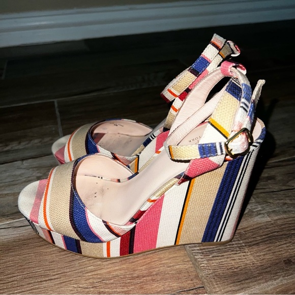 Kate Spade Stripe Dellie Derby Derbyshire Wedges - Picture 4 of 7